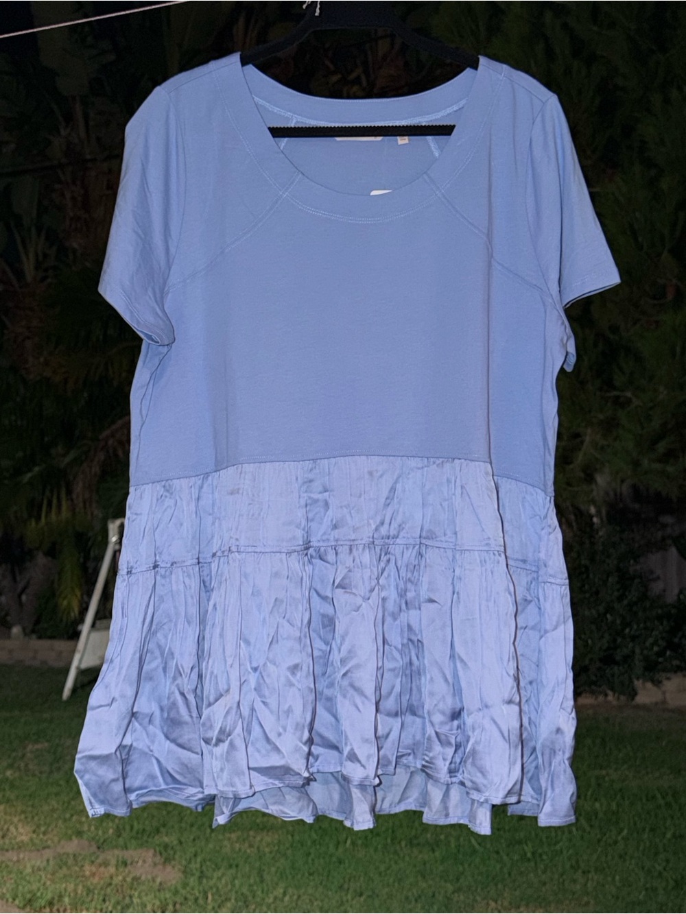Soft Surroundings Powder Blue Tiered Short Sleeve Tunic